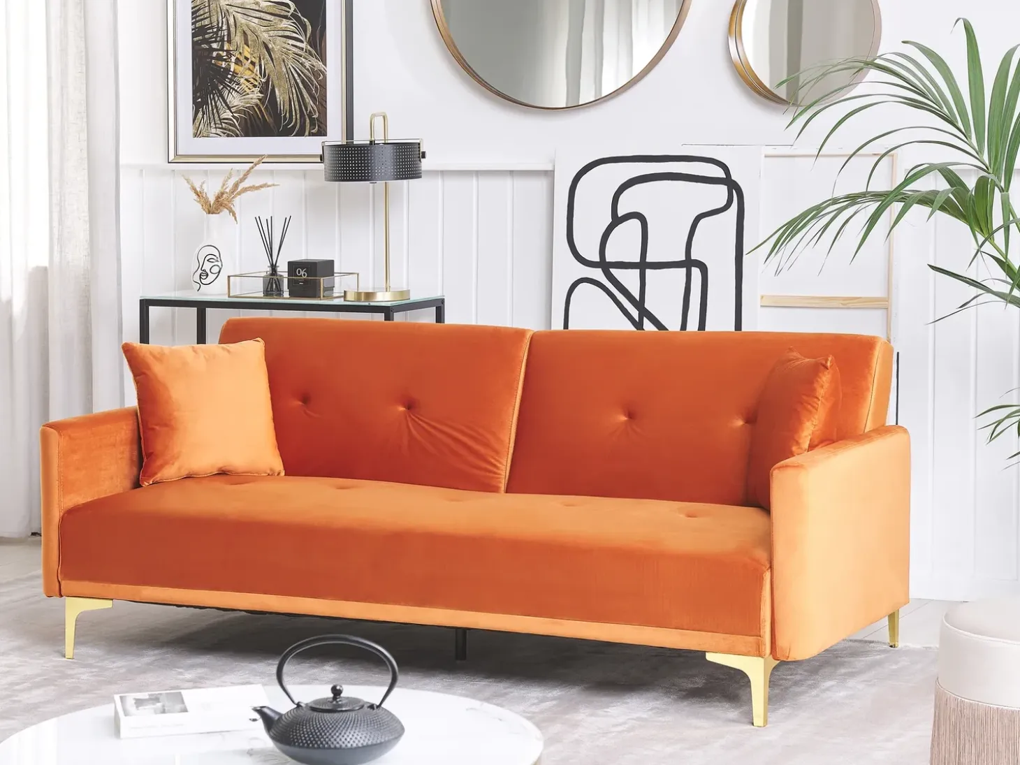Sovesofa 3 personers LUCAN Velour Orange