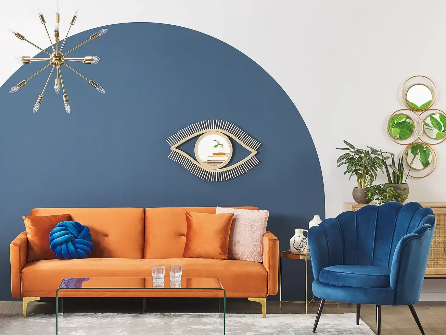 Sovesofa 3 personers LUCAN Velour Orange