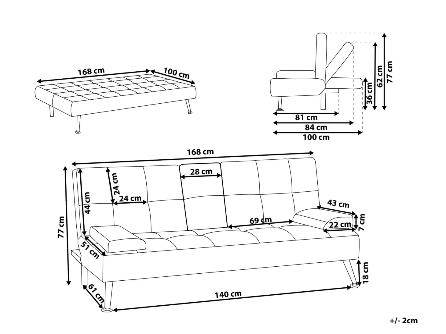 Sovesofa 3 personers ROXEN Lys Beige