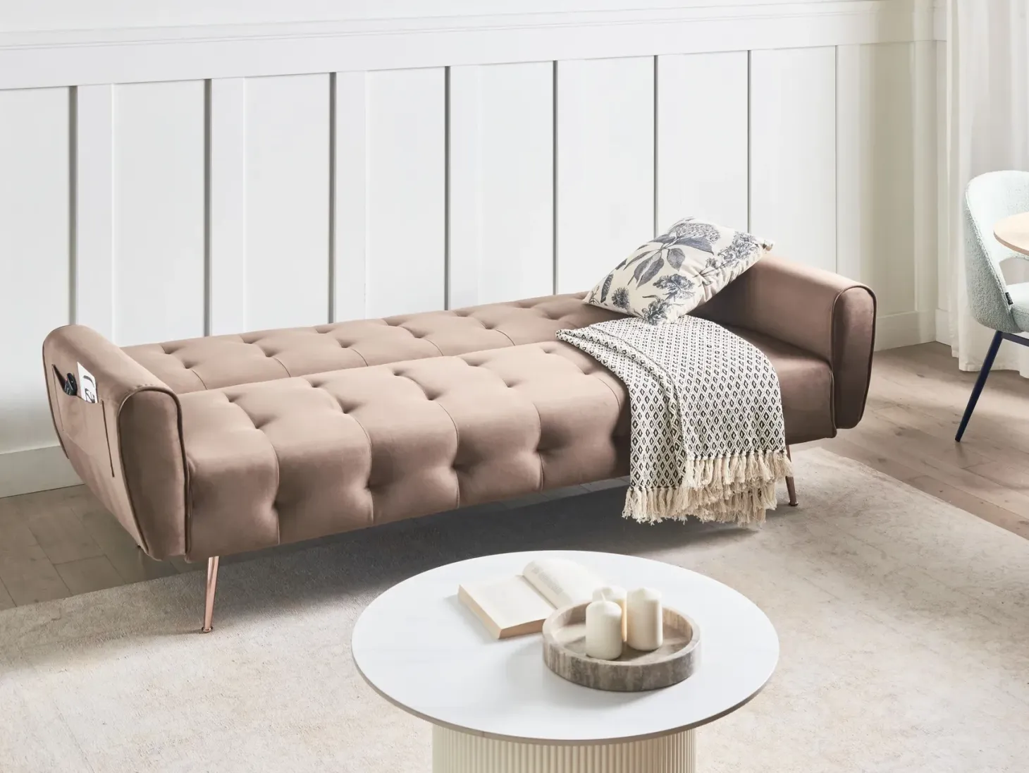 Sovesofa 3 personers SELNES Velour Brun