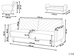 Sovesofa 3 personers SENJA Kunstlinned Sort