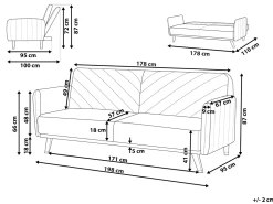 Sovesofa 3 personers SENJA Velour Olivengrøn