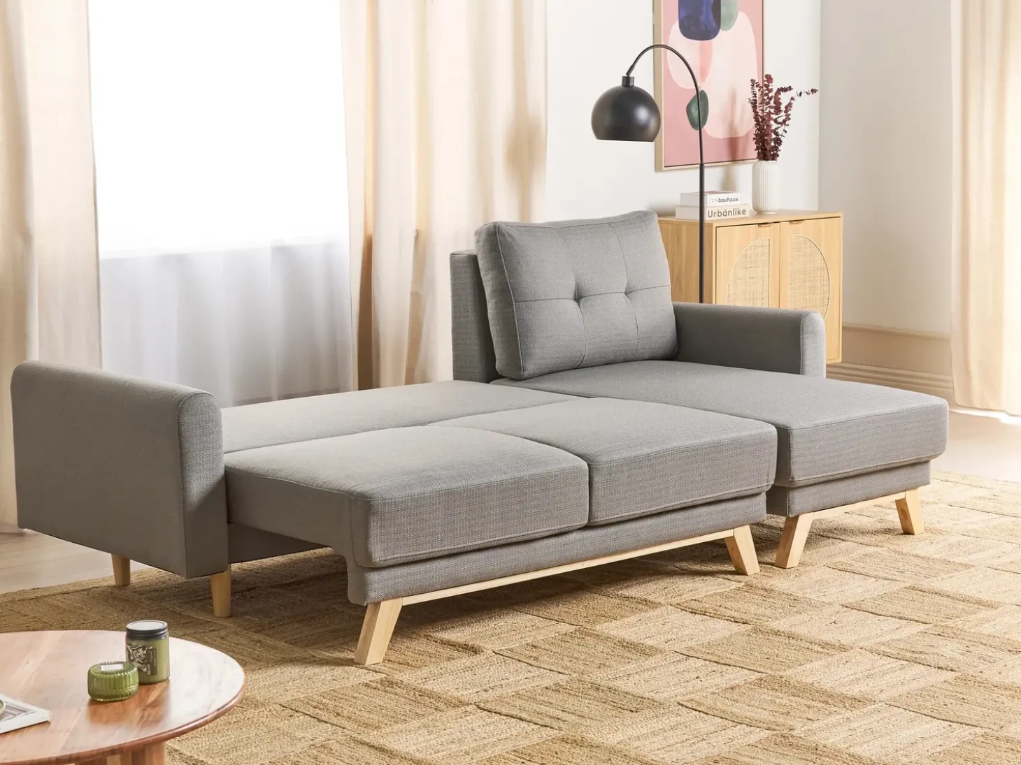 Sovesofa 3 personers SIRO Grå med opbevaring Venstrevendt