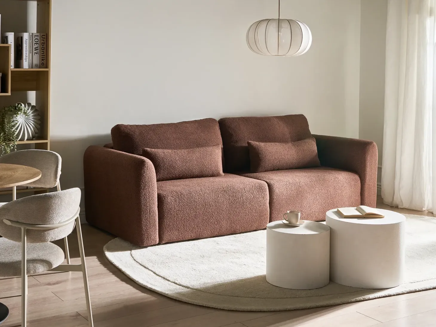 Sovesofa 3 personers VAXHOLM Boucle Brun med opbevaring