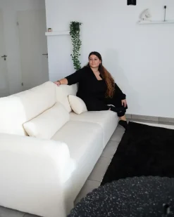 Sovesofa 3 personers VAXHOLM Boucle Cremehvid med opbevaring