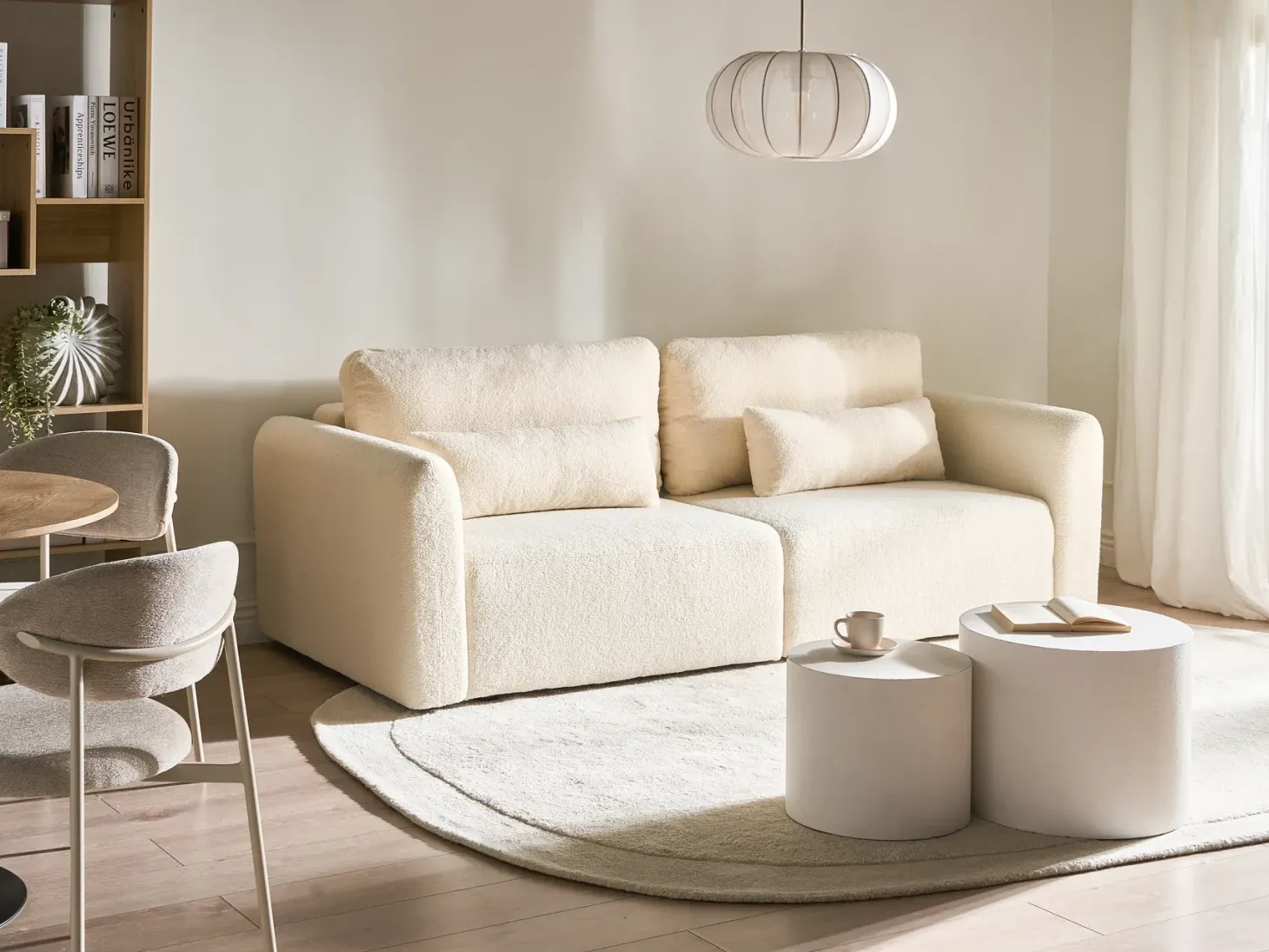 Sovesofa 3 personers VAXHOLM Boucle Cremehvid med opbevaring