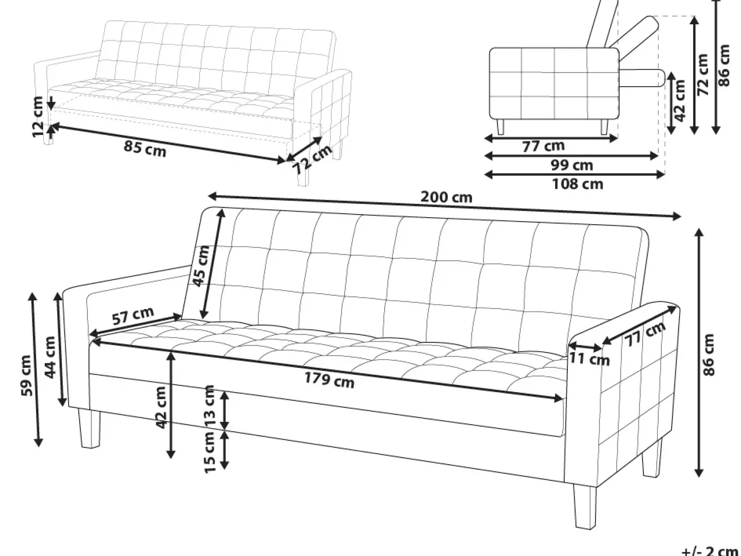 Sovesofa 3 personers VEHKOO Sennepsgul