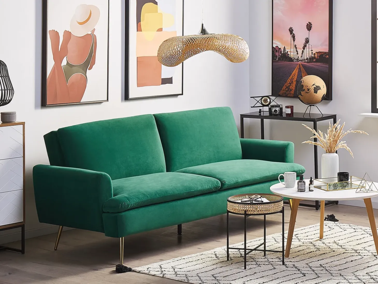 Sovesofa 3 personers VETTRE Velour Mørkegrøn