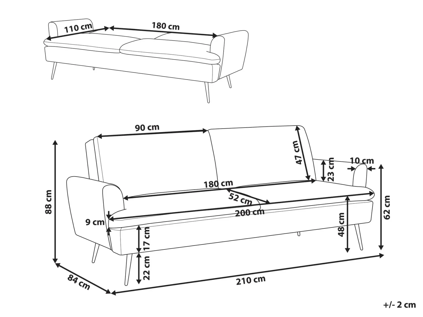 Sovesofa 3 personers VETTRE Velour Cremehvid