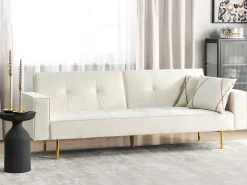 Sovesofa 3 personers VISNES Velour Cremehvid