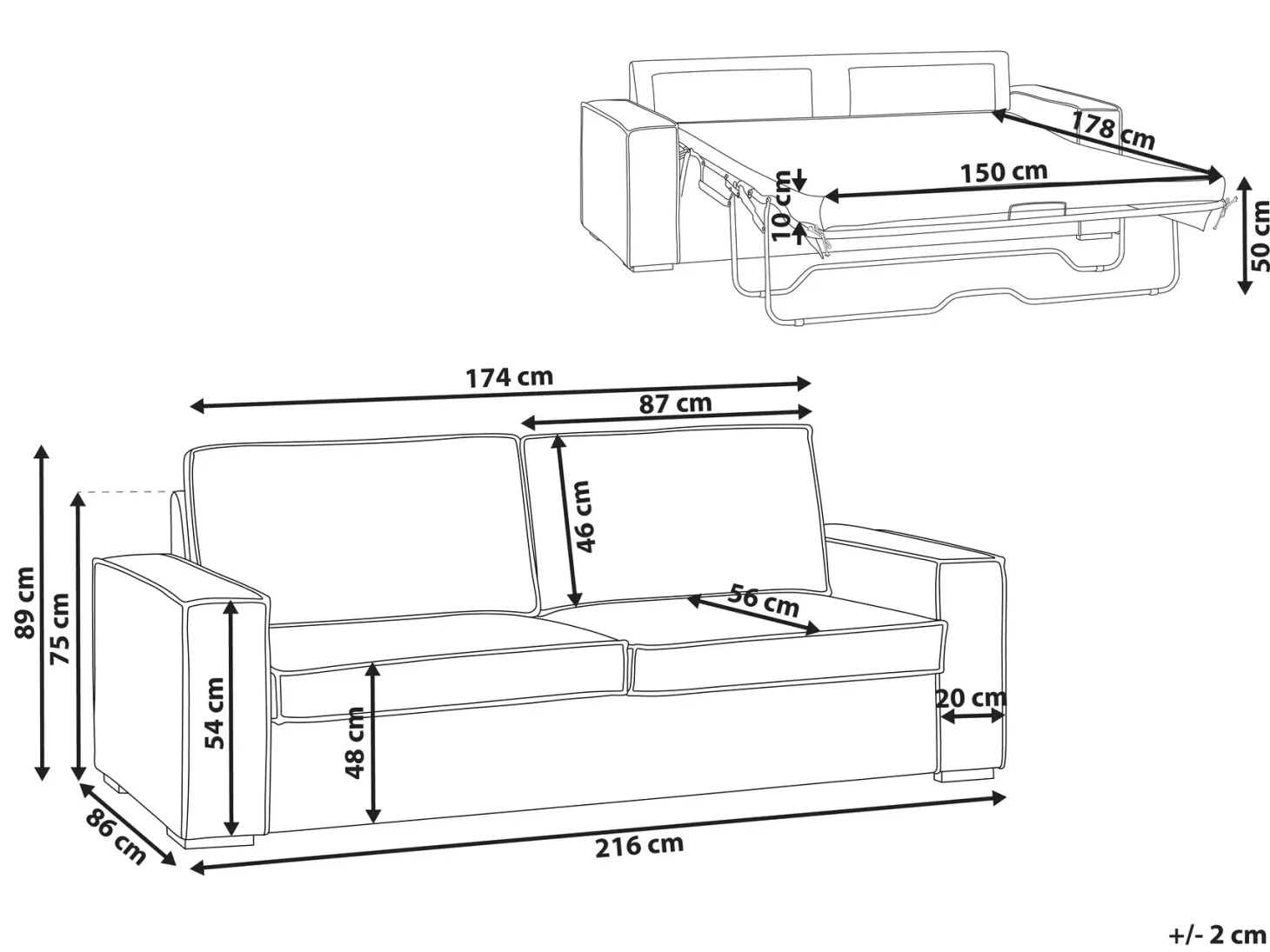 Sovesofa 3 personers VUOKATTI Boucle Cremehvid