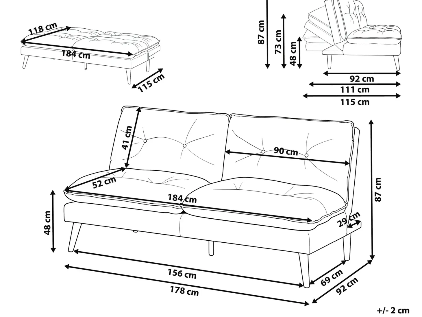 Sovesofa 3 personers YILA Brun