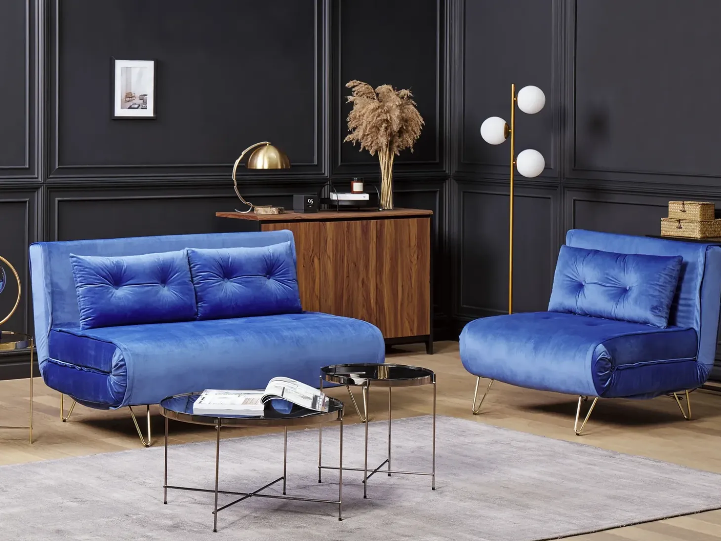 Sovestol VESTFOLD Velour Navy Blå