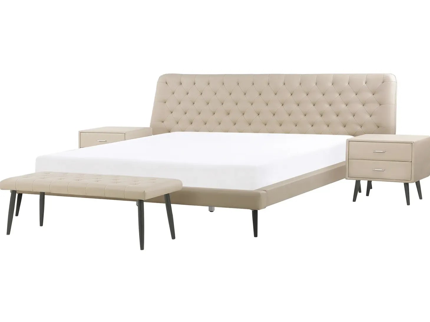 Soveværelse sæt Kunstlæder ESSONNE 160 x 200 cm Beige