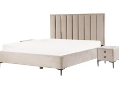 Soveværelse sæt SEZANNE Velour Brungrå 180 x 200 cm