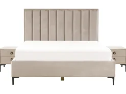 Soveværelse sæt SEZANNE Velour Brungrå 180 x 200 cm