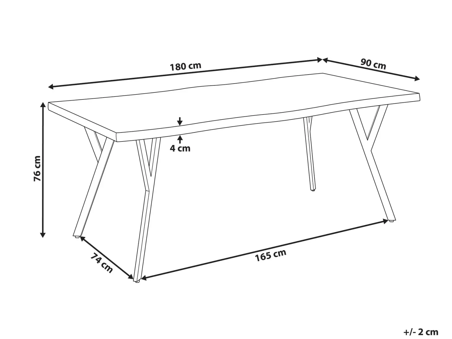 Spisebord ALTON Lysebrun 180 cm 90 cm