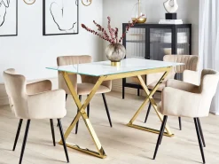 Spisebord ATTICA Marmor/guld 120 cm 70 cm Hærdet glas