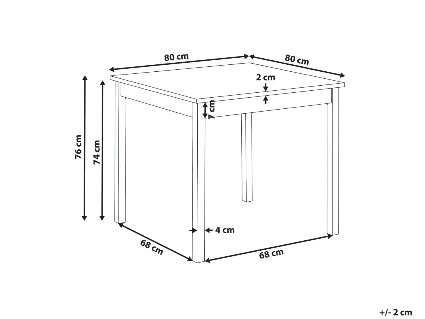 Spisebord BATTERSBY Lys eg 80 cm 80 cm