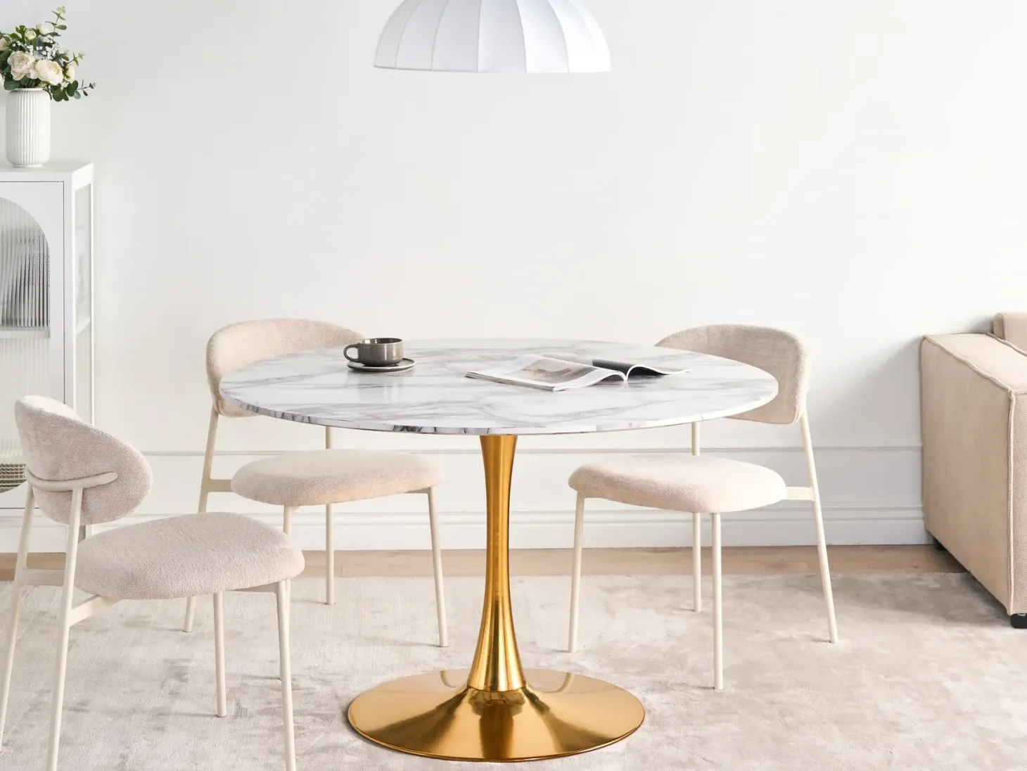 Spisebord BOCA Hvid marmor 120 cm 120 cm