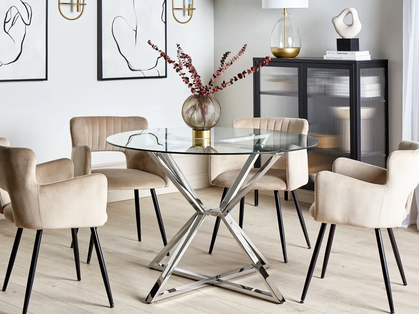 Spisebord BOSCO Sølv 105 cm 105 cm Hærdet glas