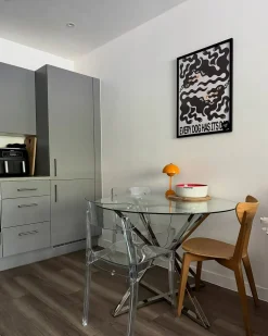 Spisebord BOSCO Sølv 105 cm 105 cm Hærdet glas