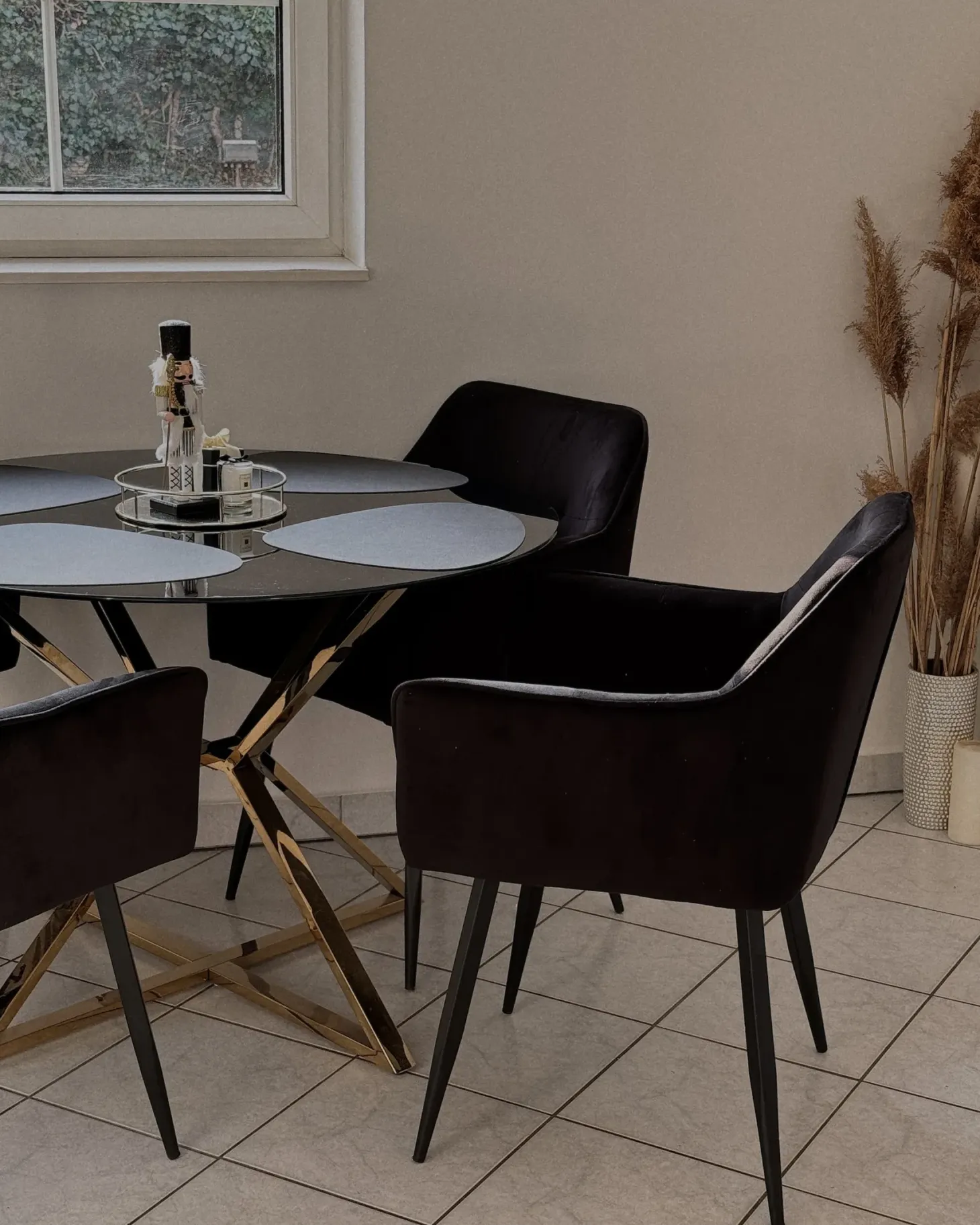 Spisebord BOSCO Sort 105 cm 105 cm Hærdet glas