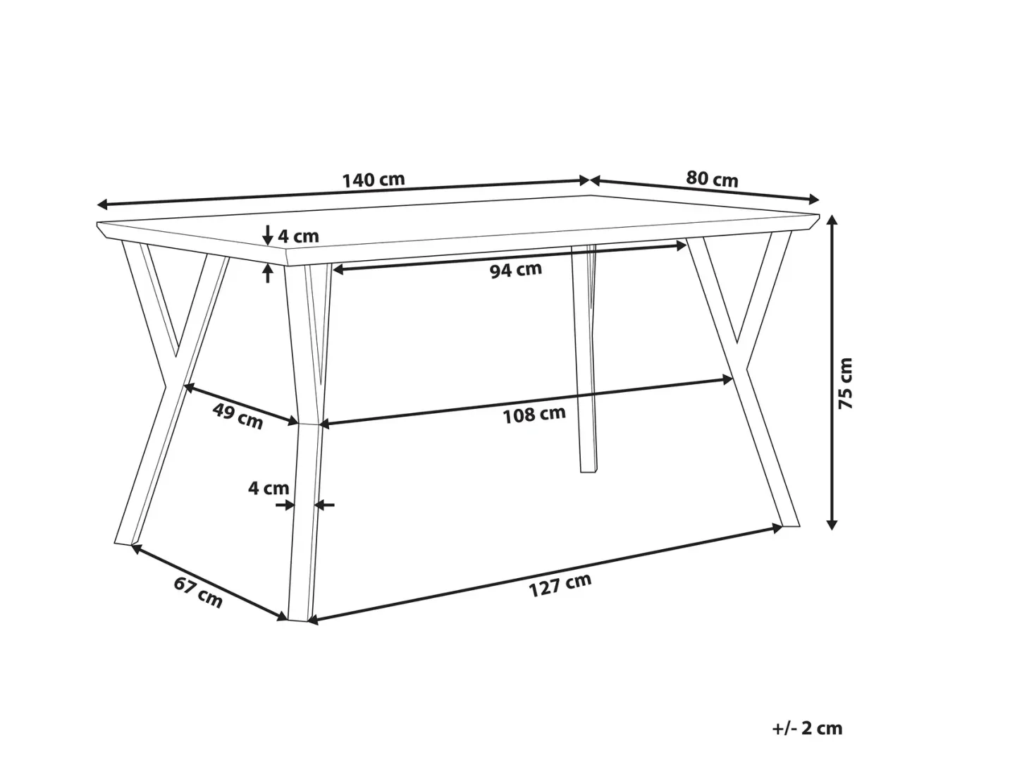 Spisebord BRAVO Lysebrun 140 cm 80 cm