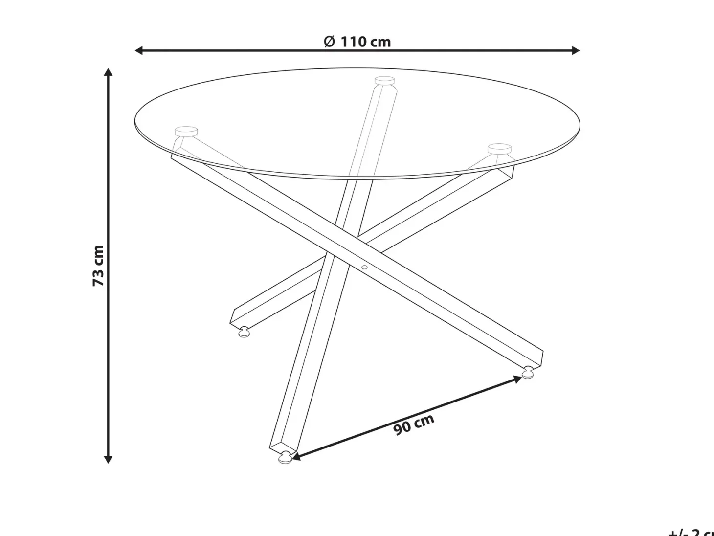 Spisebord BUTLER Sølv 110 cm 110 cm Hærdet glas