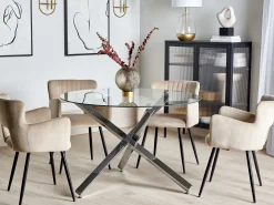 Spisebord BUTLER Sølv 110 cm 110 cm Hærdet glas