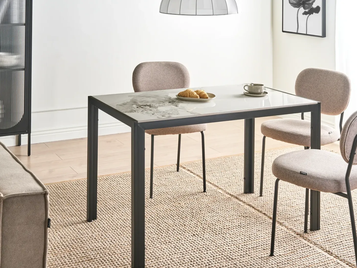 Spisebord CLARENCE Hvid marmor 120 cm 70 cm Keramik