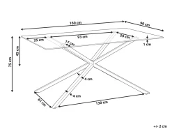 Spisebord CORA Sølv 160 cm 90 cm Hærdet glas