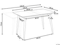 Spisebord EFTALIA Hvid marmor 120/150 cm 80 cm
