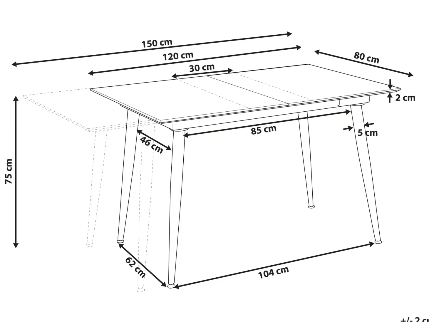 Spisebord EFTALIA Hvid marmor 120/150 cm 80 cm
