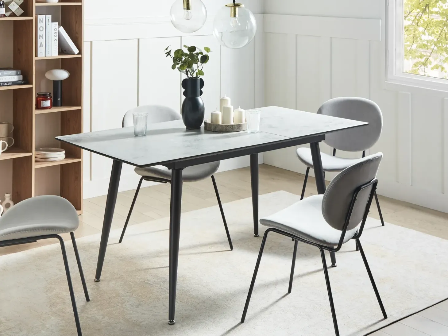 Spisebord EFTALIA Hvid marmor 120/150 cm 80 cm