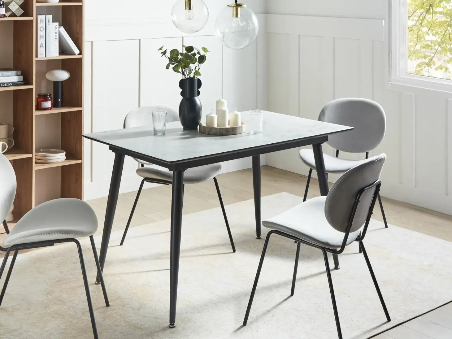Spisebord EFTALIA Hvid marmor 120/150 cm 80 cm