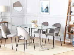Spisebord ENVIA Sølv 160 cm 90 cm Hærdet glas