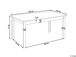Spisebord GISELA Lys eg 160 cm 90 cm