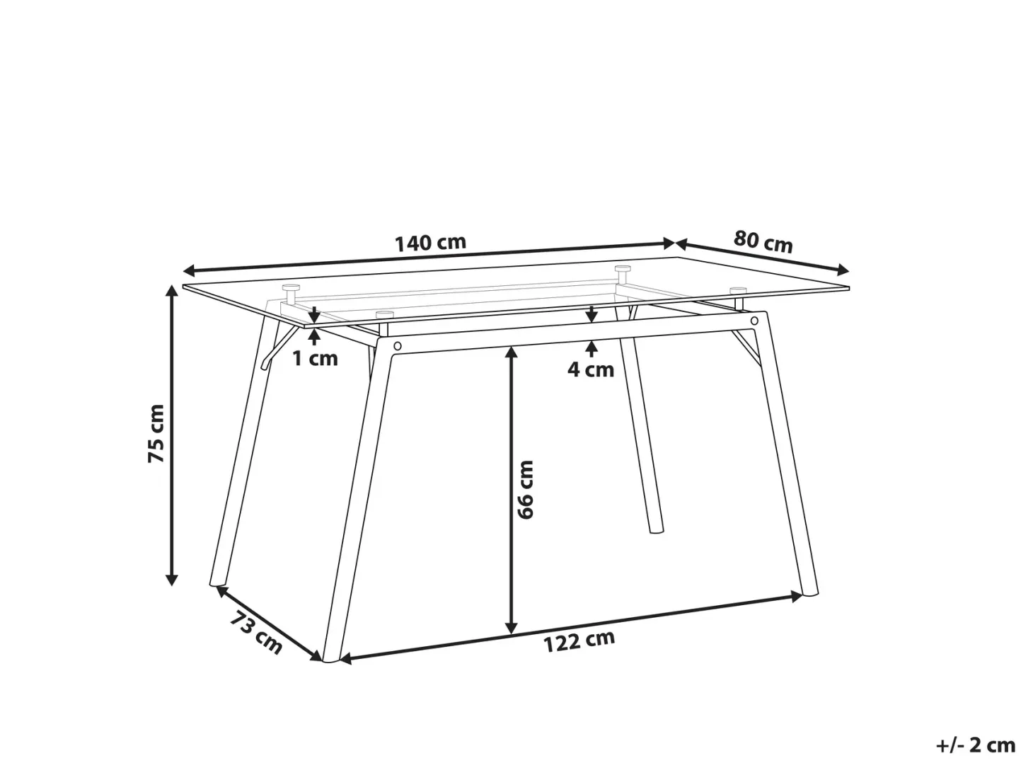Spisebord KAMINA Lysebrun 140 cm 80 cm Hærdet glas