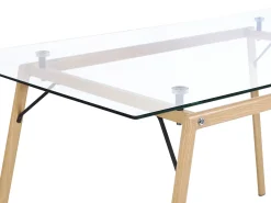 Spisebord KAMINA Lysebrun 140 cm 80 cm Hærdet glas