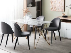 Spisebord KENTON Hvid marmor 140 cm 80 cm Hærdet glas