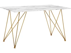 Spisebord KENTON Hvid marmor 140 cm 80 cm Hærdet glas