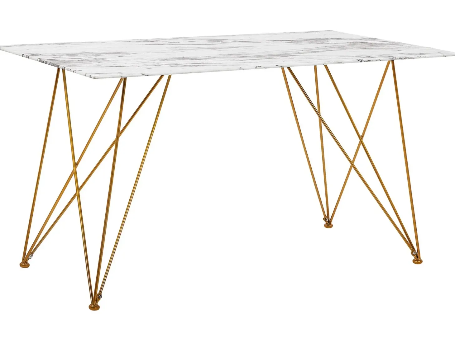 Spisebord KENTON Hvid marmor 140 cm 80 cm Hærdet glas