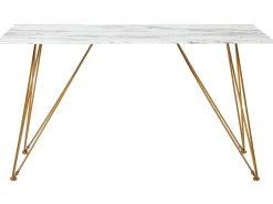 Spisebord KENTON Hvid marmor 140 cm 80 cm Hærdet glas
