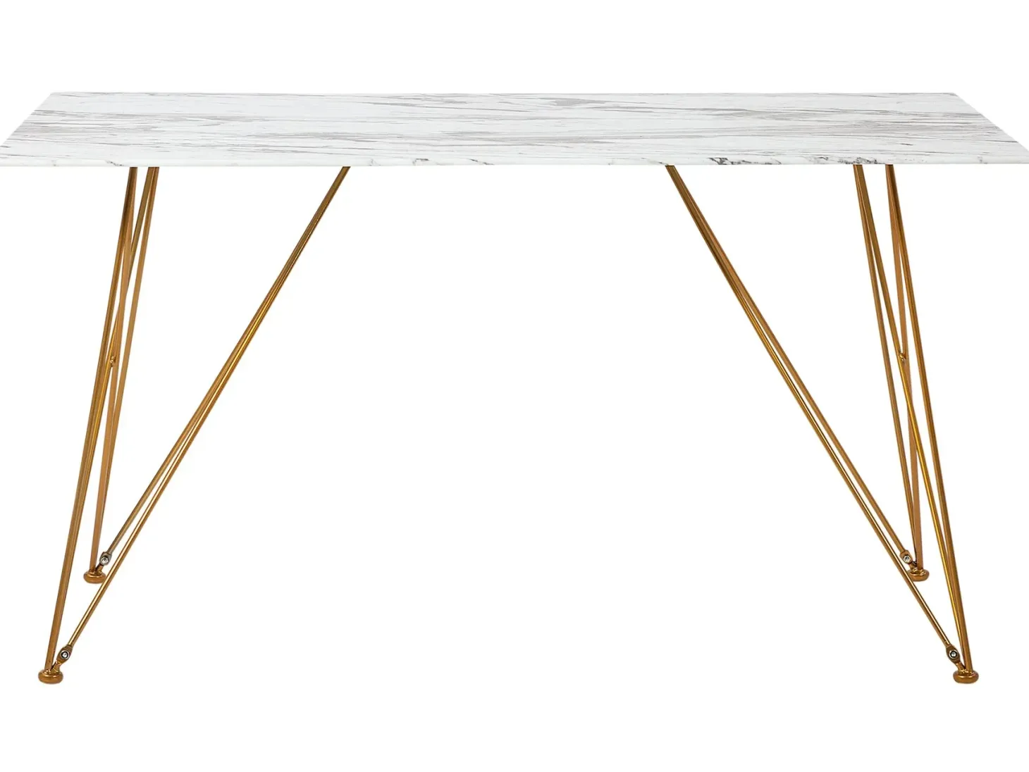 Spisebord KENTON Hvid marmor 140 cm 80 cm Hærdet glas