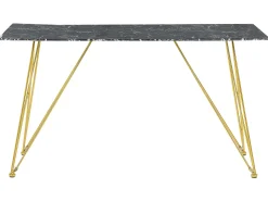 Spisebord KENTON Sort marmor 140 cm 80 cm Hærdet glas
