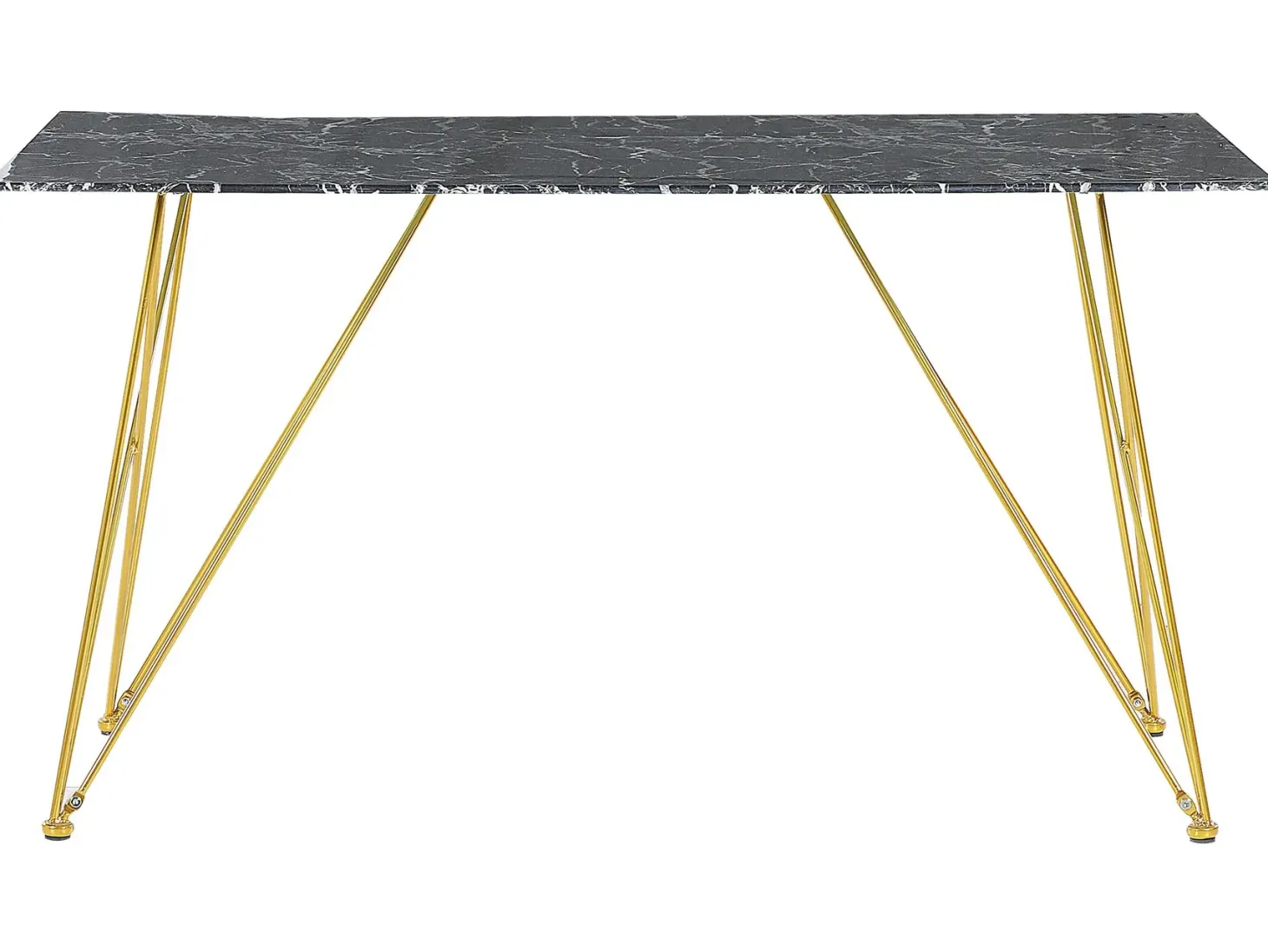 Spisebord KENTON Sort marmor 140 cm 80 cm Hærdet glas