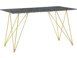 Spisebord KENTON Sort marmor 140 cm 80 cm Hærdet glas