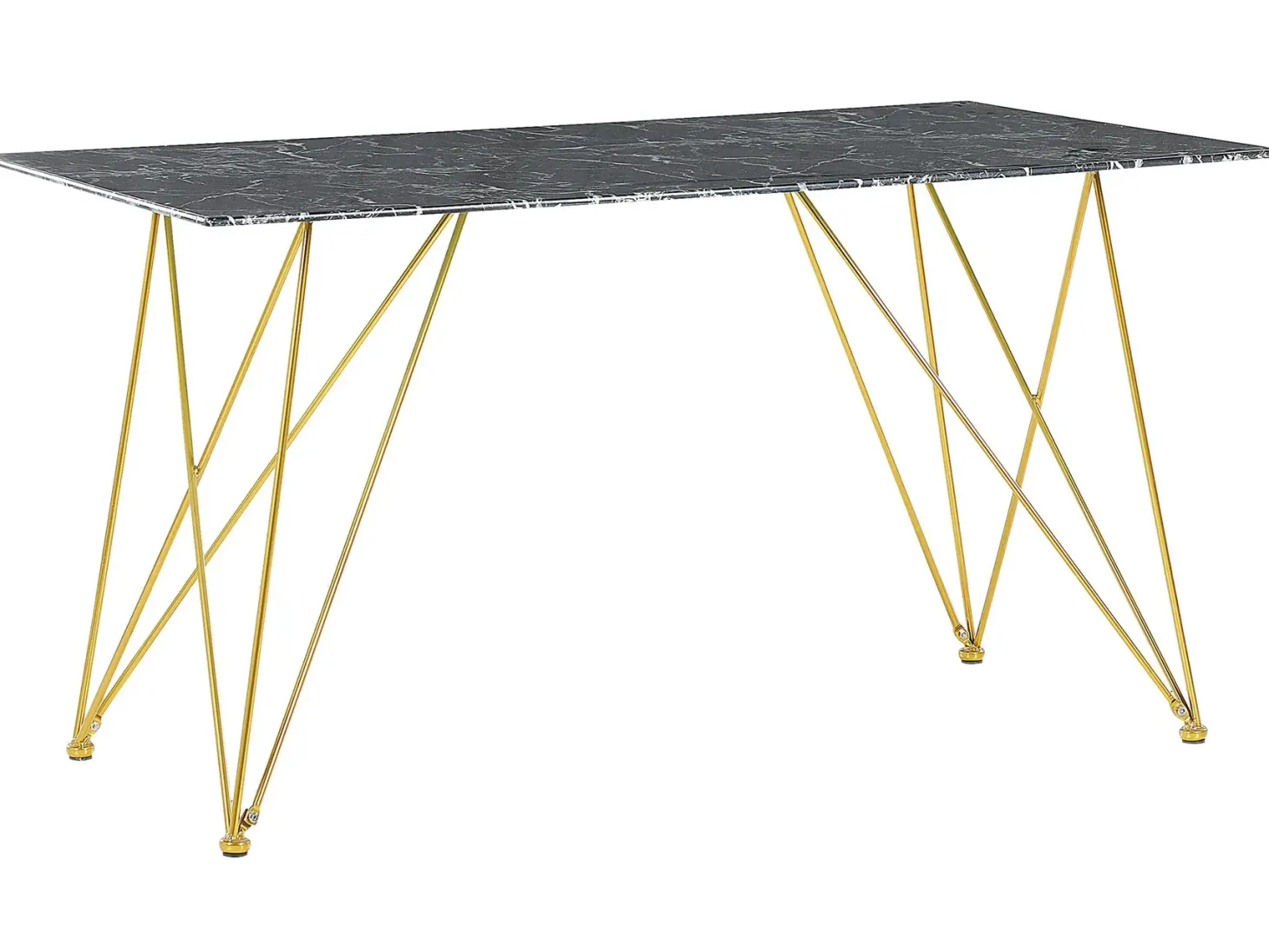 Spisebord KENTON Sort marmor 140 cm 80 cm Hærdet glas