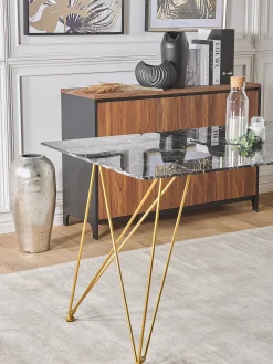 Spisebord KENTON Sort marmor 140 cm 80 cm Hærdet glas